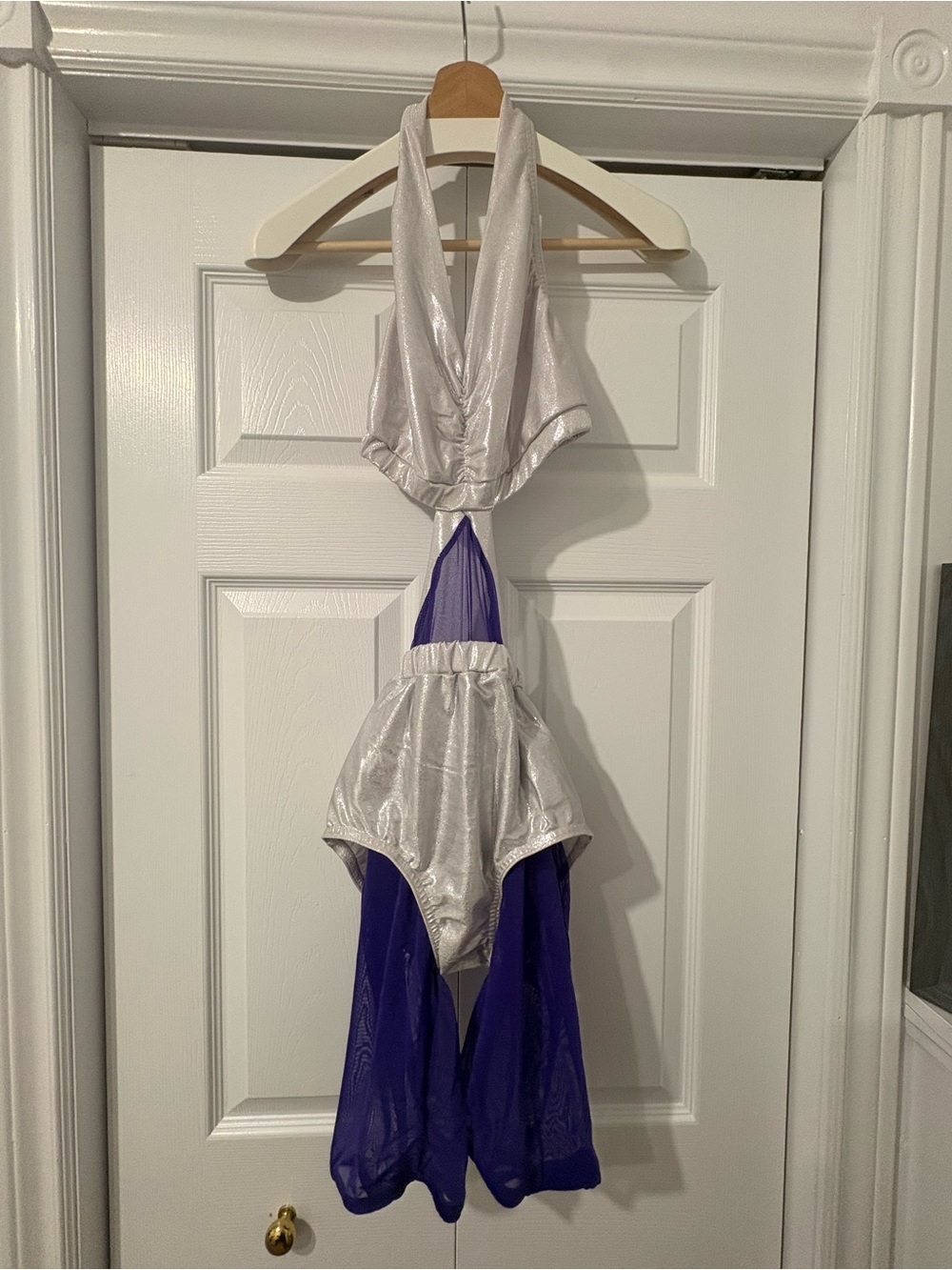 Silver and Purple Halter One-Piece dance costume